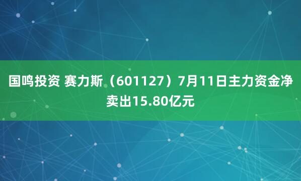 国鸣投资 赛力斯（601127）7月11日主力资金净卖出15.80亿元